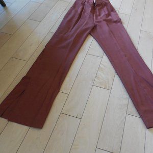 CARLISLE 100% Silk Pant Sienna in Color Size 8 Side Zip Flare Slits/Pant Legs